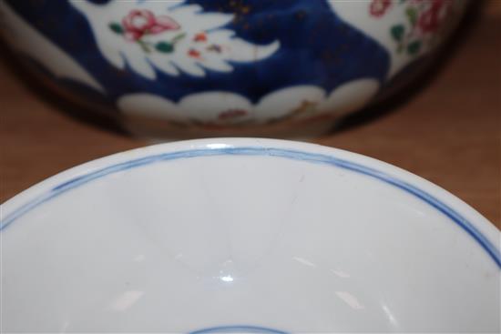 A Chinese bowl and a Chinese Imari bowl largest diameter 28cm